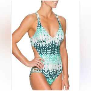 Athleta Kamala One Piece Swimsuit with Geometric Pattern M